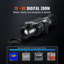 Termokamera monoklis medībām ar 1–8x tālummaiņu un 10 mm OLED ekrānu