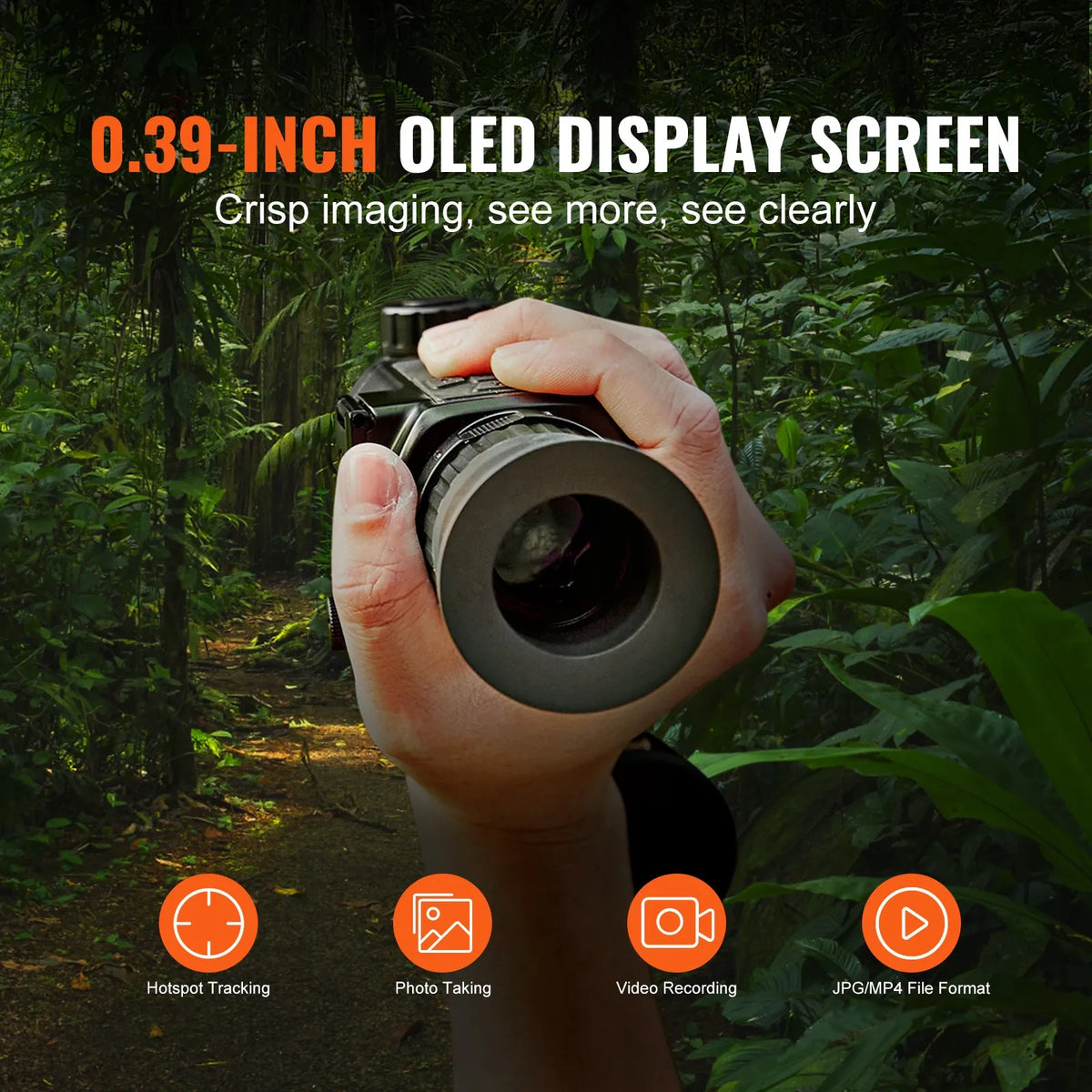 Thermal Monocular for Hunting with 1–8x Zoom and 10 mm OLED Display