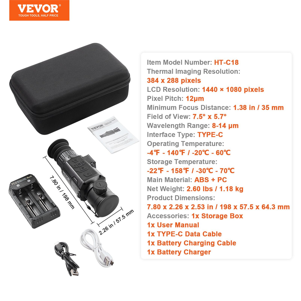 Thermal Monocular for Hunting with 1–8x Zoom and 10 mm OLED Display