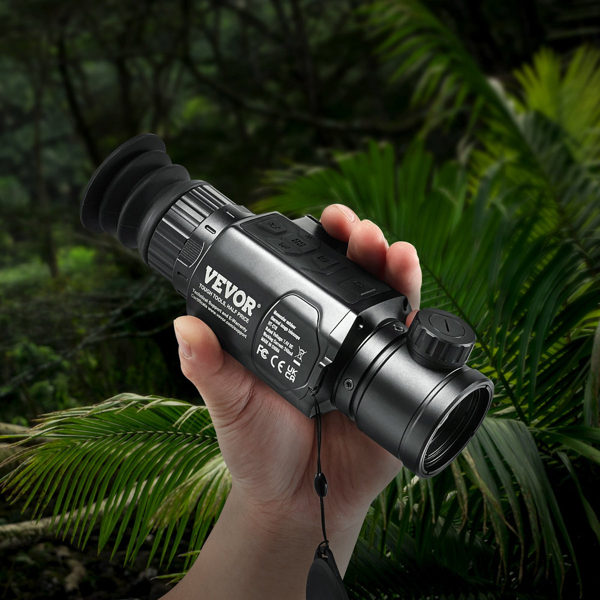 Thermal Monocular for Hunting with 1–8x Zoom and 10 mm OLED Display