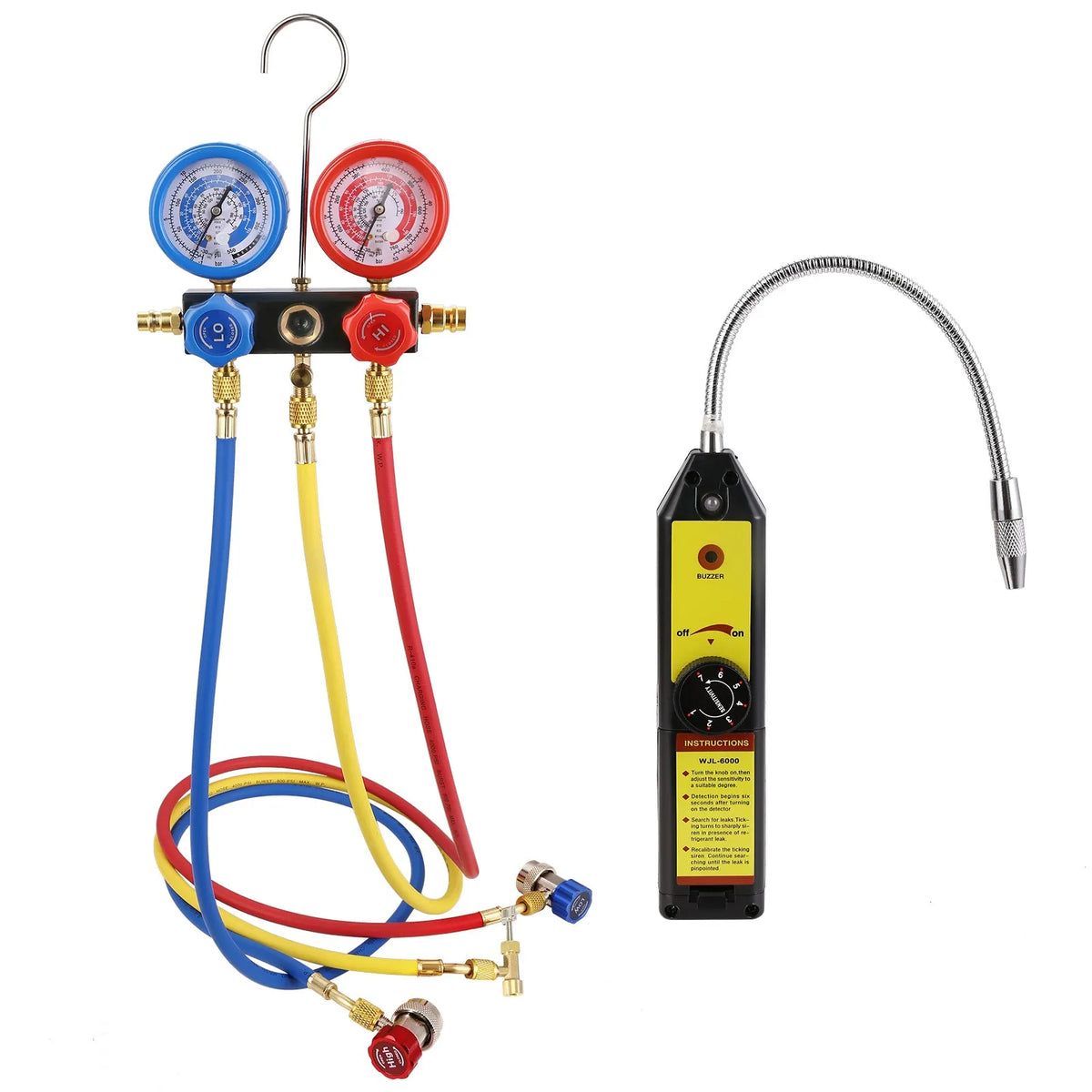 VEVOR Single-Stage HVAC Vacuum Pump with Gauge Kit 113 l/min, 1/4 SAE, with Hose for Air Conditioning System Maintenance