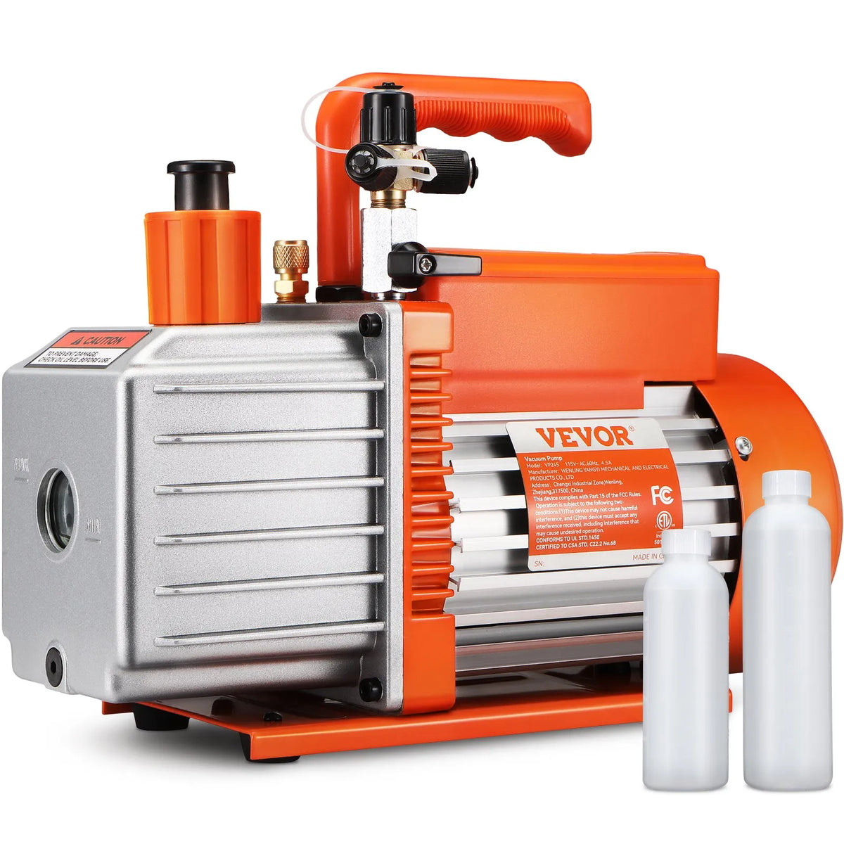 VEVOR Two-Stage Rotary Vane HVAC Vacuum Pump 142 l/min (5 CFM) for Air Conditioning Systems