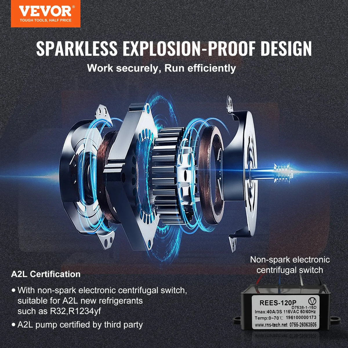 VEVOR Two-Stage Rotary Vane HVAC Vacuum Pump 142 l/min (5 CFM) for Air Conditioning Systems