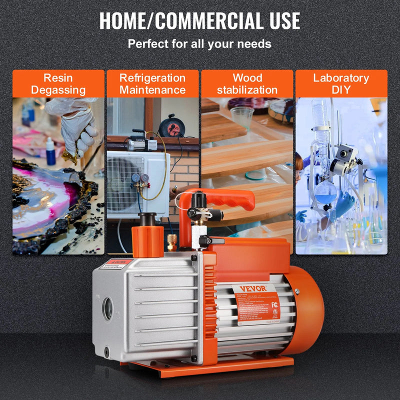 VEVOR divpakāpju rotācijas lāpstiņu HVAC vakuuma sūknis 142 l/min (5 CFM) gaisa kondicionēšanas sistēmām
