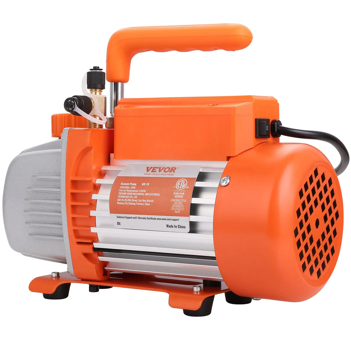 VEVOR Single-Stage Vacuum Pump 99 l/min, 150 W, 220–240 V, Air Conditioning and HVAC Vacuum Pump with SAE 1/4 and ACME 1/2 Inlet Connections, for HVAC Repair, Refrigeration Maintenance and Resin Degassing