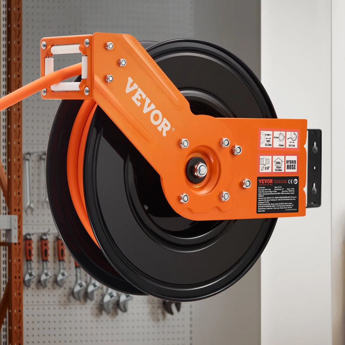 VEVOR Automatic Air Hose Reel 9.5 mm x 15 m, 20 bar, with Bracket and Auto Rewind
