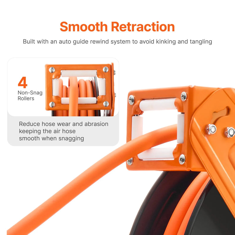 Gaisa šļūtenes spole, ievelkama, 9,53 mm, 20 m, hibrīda, ar korpusu, 20 bar / 300 PSI