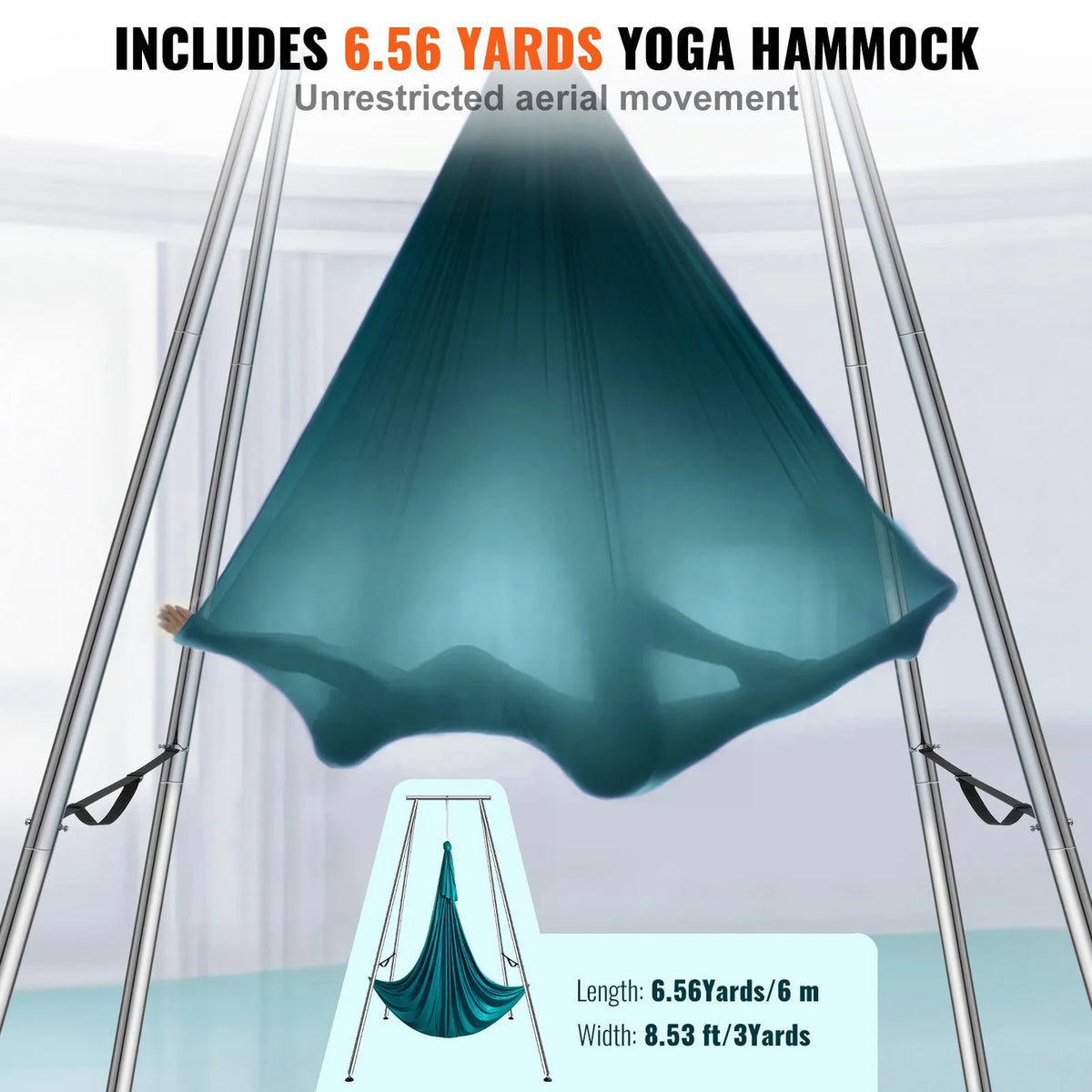 VEVOR Air Yoga Frame 2.95 m with 6 m Swing, up to 250 kg, Indoor and Outdoor, Green