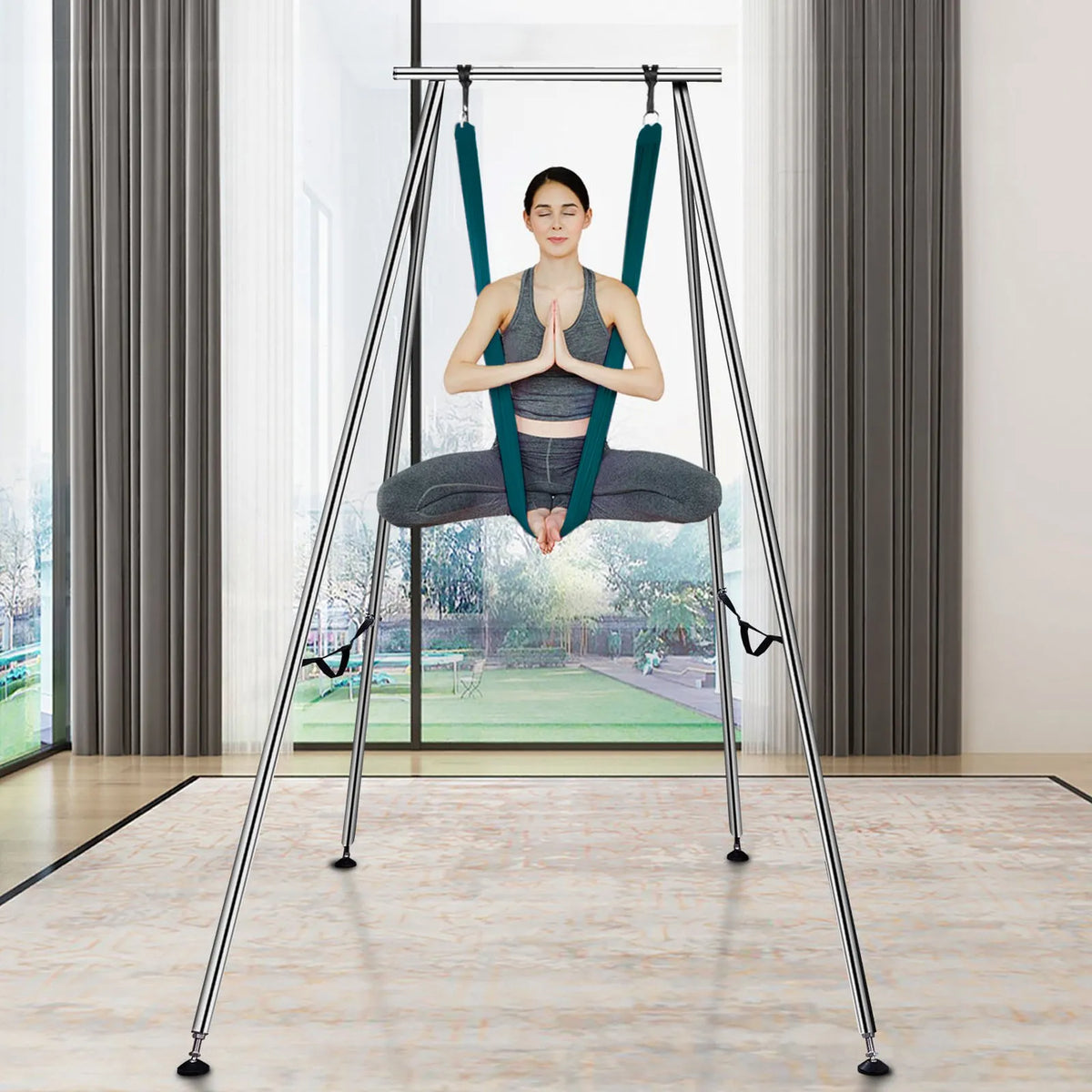 VEVOR Air Yoga Frame 2.95 m with 6 m Swing, up to 250 kg, Indoor and Outdoor, Green