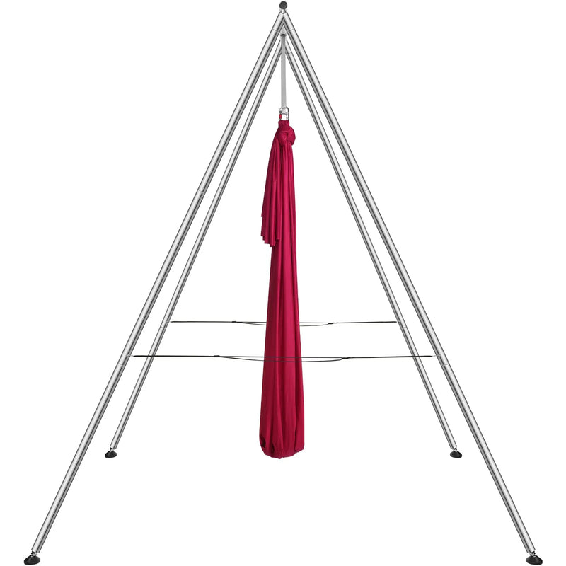 Gaisa jogas rāmis ar šūpuļtīklu, 2,95 m augstums, profesionāls jogas šūpoles statīvs ar 6 m gaisa jogas šūpuļtīklu, maksimālā slodze 250 kg, jogas aprīkojums lietošanai iekštelpās un ārā, sarkans