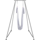 Gaisa jogas statīvs un šūpulis, 2,95 m augstums, profesionāls jogas šūpoles rāmis ar 6,0 m gaisa šūpuli, maksimālā slodze 250 kg, lietošanai iekštelpās un ārā, balts