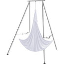 Gaisa jogas statīvs un šūpulis, 2,95 m augstums, profesionāls jogas šūpoles rāmis ar 6,0 m gaisa šūpuli, maksimālā slodze 250 kg, lietošanai iekštelpās un ārā, balts