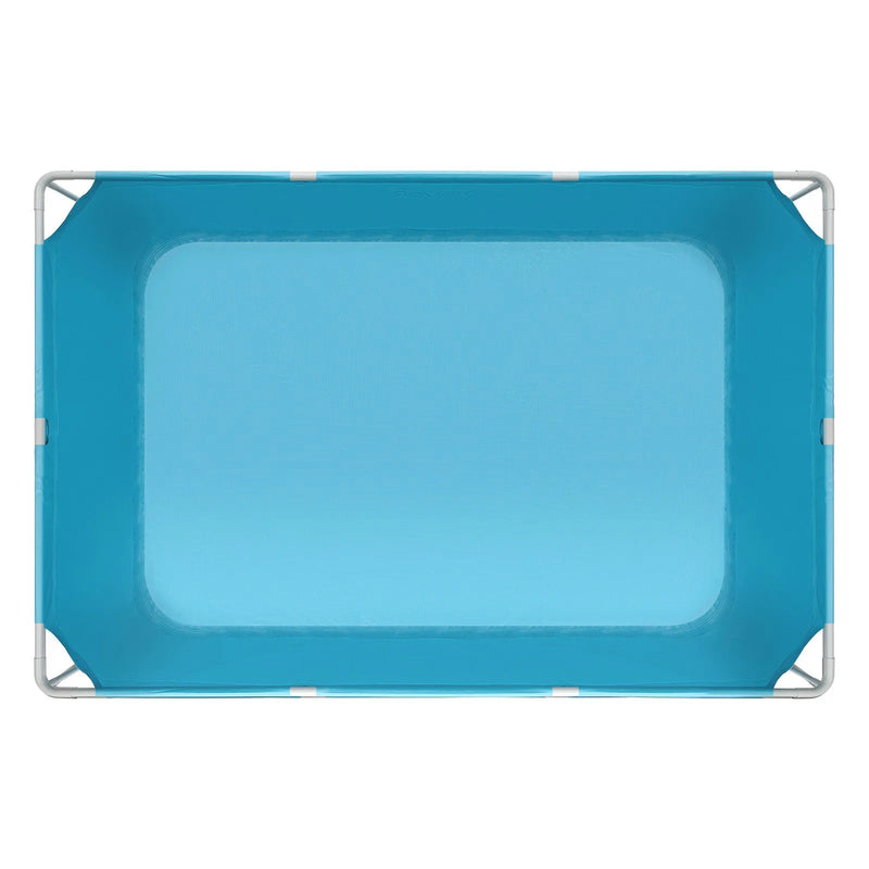 Virszemes peldbaseins ar metāla rāmi 3 × 2 × 0,76 m, taisnstūrveida tērauda konstrukcija, liels āra ģimenes baseins, viegli saliekams, rūsas izturīgs, ietilpība 3959 l, zilā krāsā