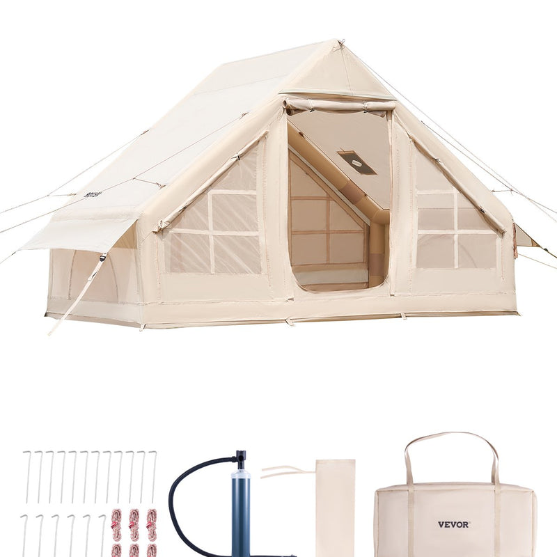 VEVOR piepūšamā telts kempingam 3–5 personām, glampinga telts ar pumpi, viegli uzstādāma