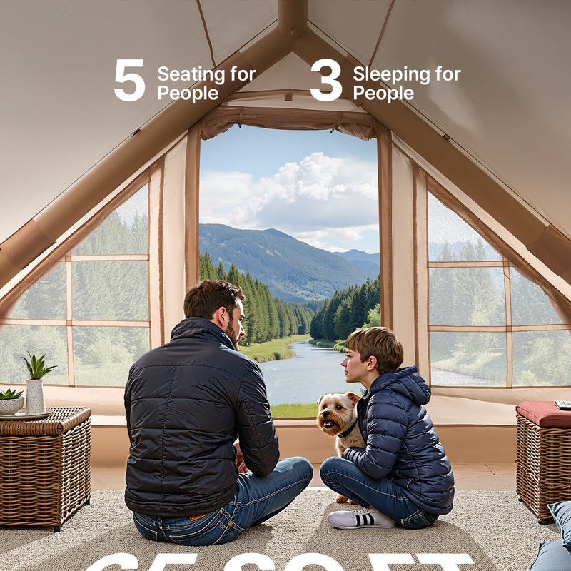 VEVOR piepūšamā telts kempingam 3–5 personām, glampinga telts ar pumpi, viegli uzstādāma