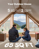 VEVOR piepūšamā telts kempingam 3–5 personām, glampinga telts ar pumpi, viegli uzstādāma