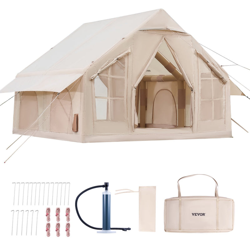 VEVOR piepūšamā telts kempingam 4–6 personām, glampinga telts ar pumpi, viegli uzstādāma