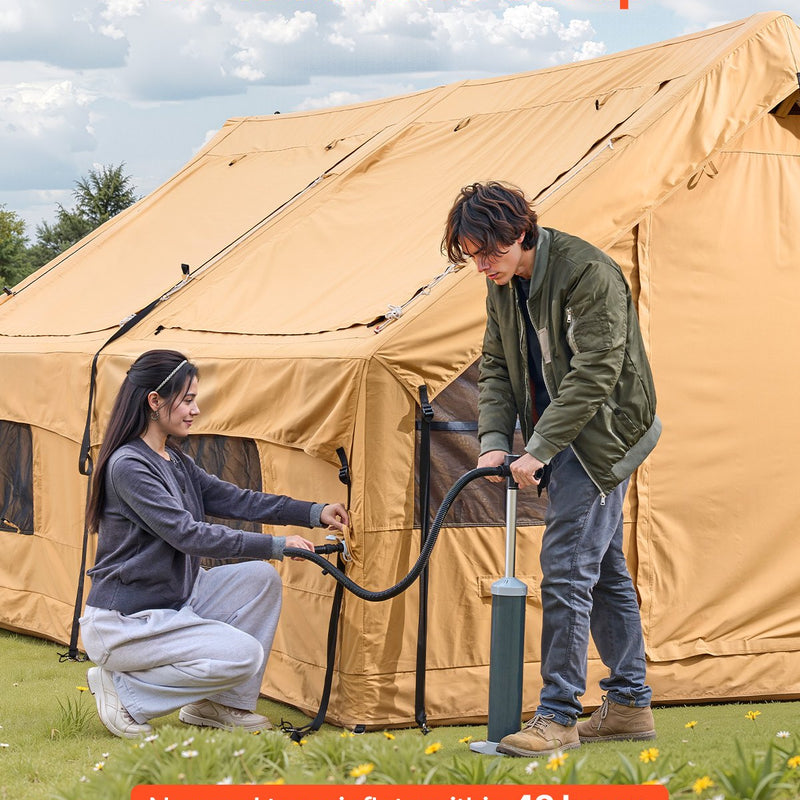 VEVOR piepūšamā telts kempingam 5–8 personām, glampinga telts ar pumpi, viegli uzstādāma