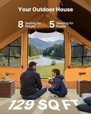 VEVOR piepūšamā telts kempingam 5–8 personām, glampinga telts ar pumpi, viegli uzstādāma