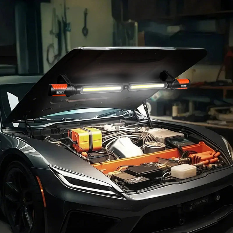 Motora pārsega darba lampa, 1450 lm, 4400 mAh uzlādējama ar magnētu, spilgta LED gaisma, pārnēsājama bezvadu darba lampa auto remontam, pārbaudēm, darbnīcām, garāžām, neatliekamām situācijām un mājas apgaismojumam