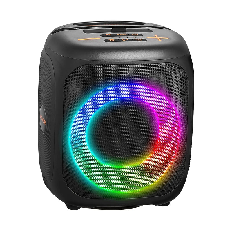 VEVOR karaoke sistēma pieaugušajiem, 15 W, 4'' pārnēsājamais Bluetooth skaļrunis ar 2 bezvadu mikrofoniem, LED apgaismojumu, TWS funkciju un rokturi; atbalsta micro TF karti, USB un AUX, piemērots mājas karaoke ballītēm