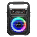 VEVOR pārnēsājamā Bluetooth karaoke ierīce, 20 W, 6,5'' skaļrunis ar 2 bezvadu mikrofoniem, LED apgaismojumu, TWS funkciju, rokturi un plecu siksnu; atbalsta microSD, USB un AUX; piemērota mājas ballītēm