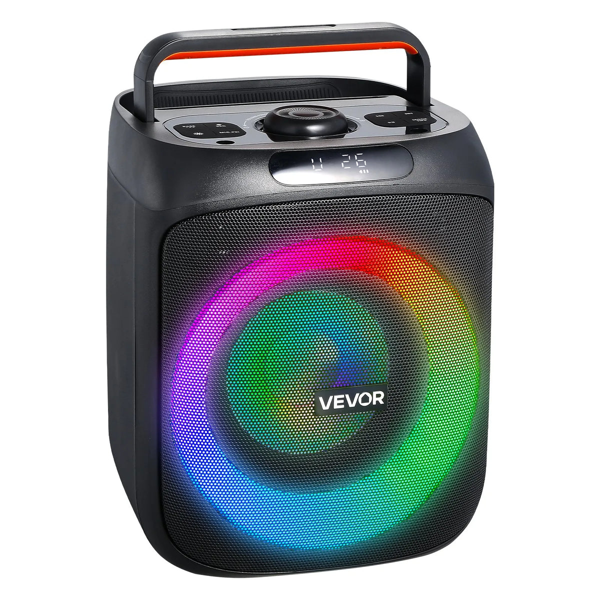 VEVOR karaoke sistēma 30 W ar 6,5″ Bluetooth skaļruni, 2 bezvadu mikrofoniem, LED un TWS, pārnēsājama