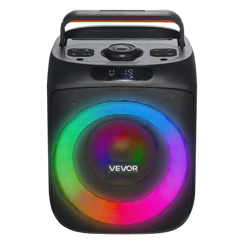 VEVOR karaoke sistēma pieaugušajiem, 30 W, 6.5'' pārnēsājamais Bluetooth skaļrunis ar 2 bezvadu mikrofoniem, LED apgaismojumu, TWS funkciju un rokturi; atbalsta micro TF karti, USB un AUX