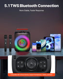 VEVOR karaoke sistēma pieaugušajiem, 30 W, 6.5'' pārnēsājamais Bluetooth skaļrunis ar 2 bezvadu mikrofoniem, LED apgaismojumu, TWS funkciju un rokturi; atbalsta micro TF karti, USB un AUX