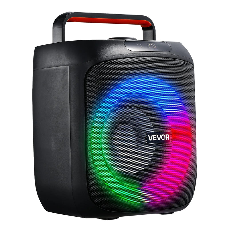 VEVOR karaoke sistēma pieaugušajiem, 30 W, 6.5'' pārnēsājamais Bluetooth skaļrunis ar 2 bezvadu mikrofoniem, LED apgaismojumu, TWS funkciju un rokturi; atbalsta micro TF karti, USB un AUX