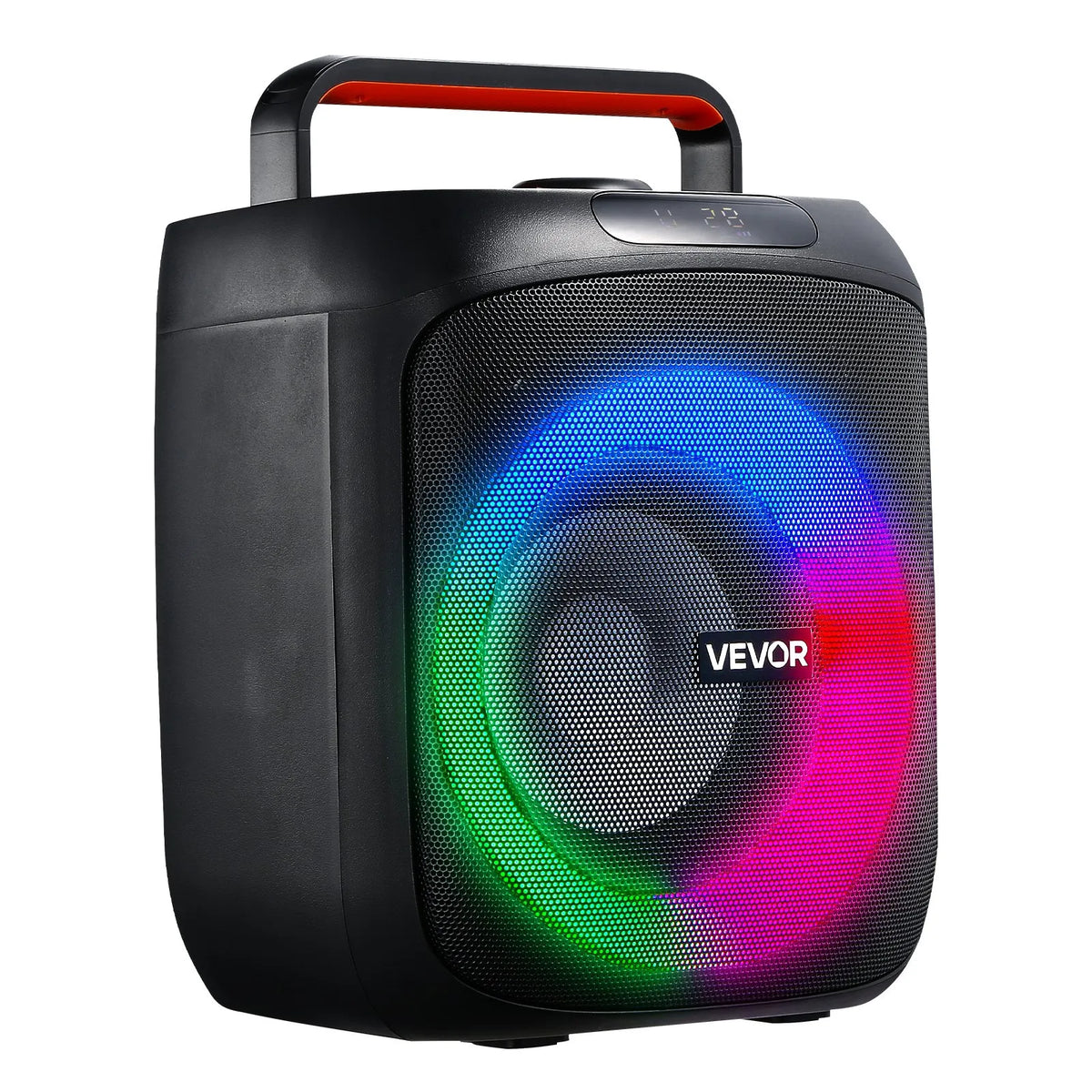 VEVOR karaoke sistēma 30 W ar 6,5″ Bluetooth skaļruni, 2 bezvadu mikrofoniem, LED un TWS, pārnēsājama