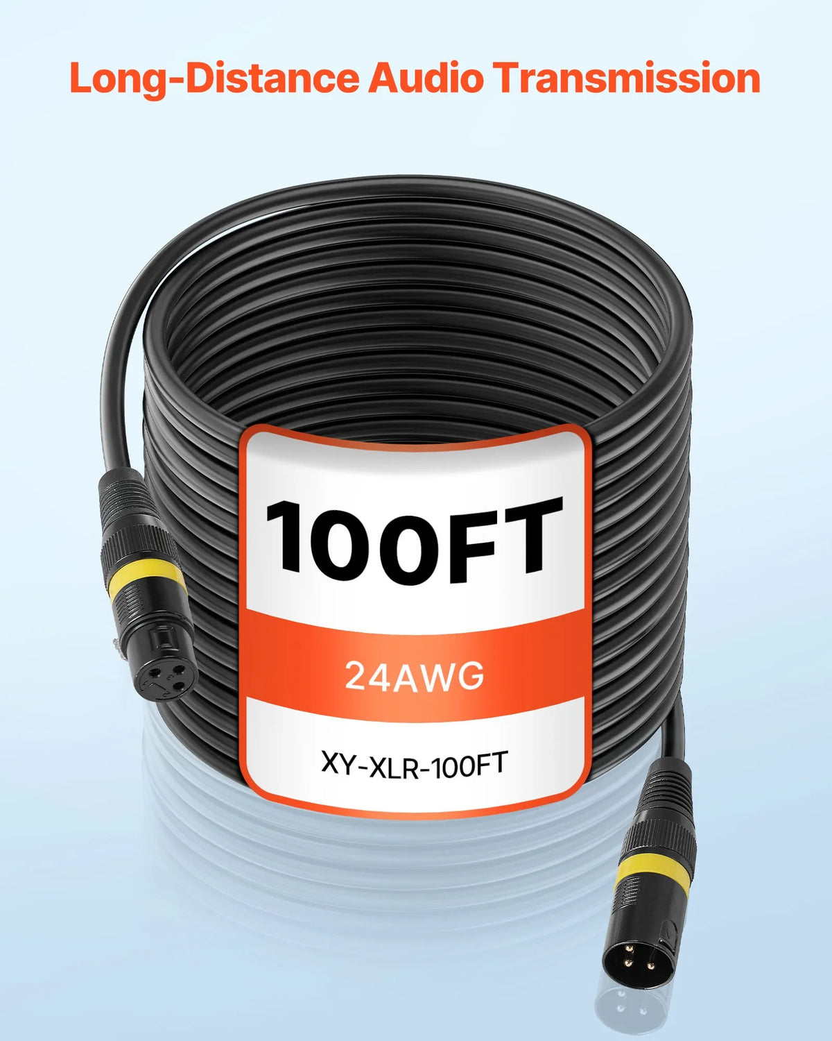 VEVOR XLR Cable 30.48 m, 2 pcs, Shielded Balanced DMX 3-pin with Gold-plated Connectors