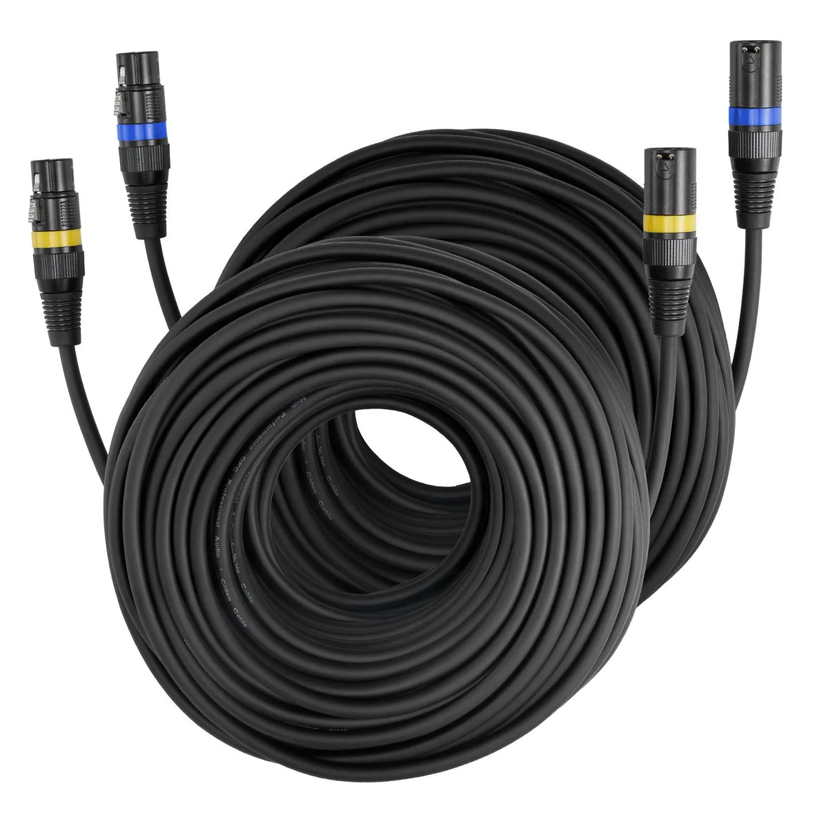 VEVOR XLR Cable 30.48 m, 2 pcs, Shielded Balanced DMX 3-pin with Gold-plated Connectors