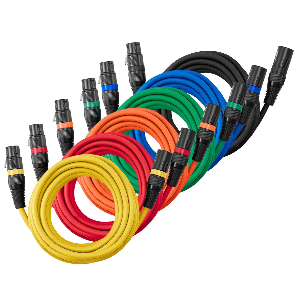 VEVOR XLR Cable 4.57 m, 6 Pack, Shielded Balanced 3-Pin with Gold-Plated Connectors