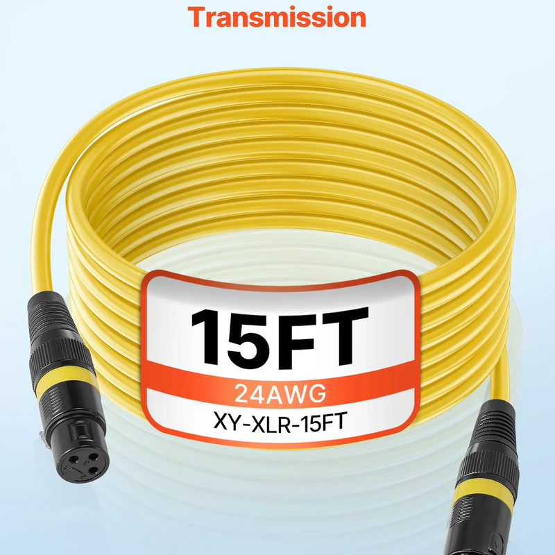 VEVOR 4.57 m XLR kabelis, 6 gab., ekranēti balansētie 3-pin XLR vīriešu–sieviešu mikrofona kabeļi ar zelta pārklājuma savienotājiem, piemēroti skatuves apgaismojumam, mikrofoniem, pastiprinātājiem, mikseriem un skaļruņu sistēmām
