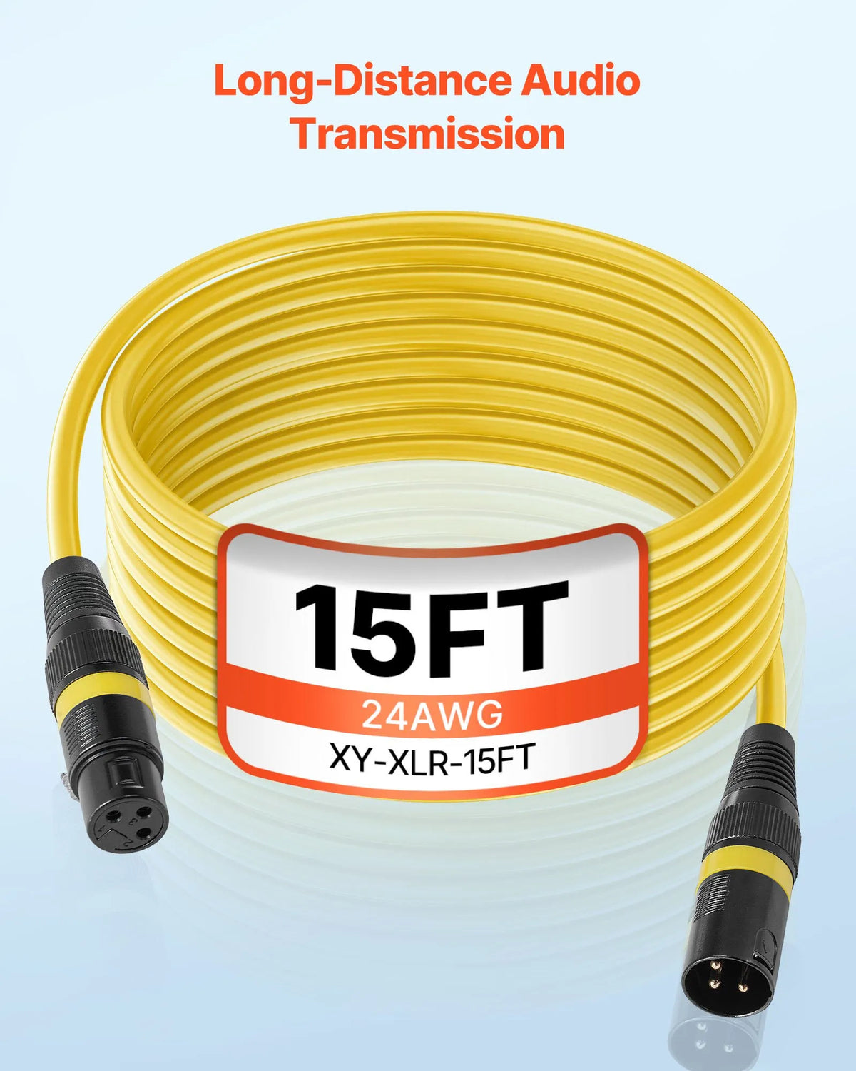 VEVOR XLR Cable 4.57 m, 6 Pack, Shielded Balanced 3-Pin with Gold-Plated Connectors