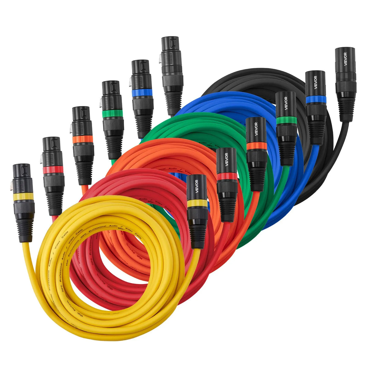 VEVOR XLR Cable 6.1 m, 6 pcs, Shielded Balanced DMX 3-pin with Gold-plated Connectors