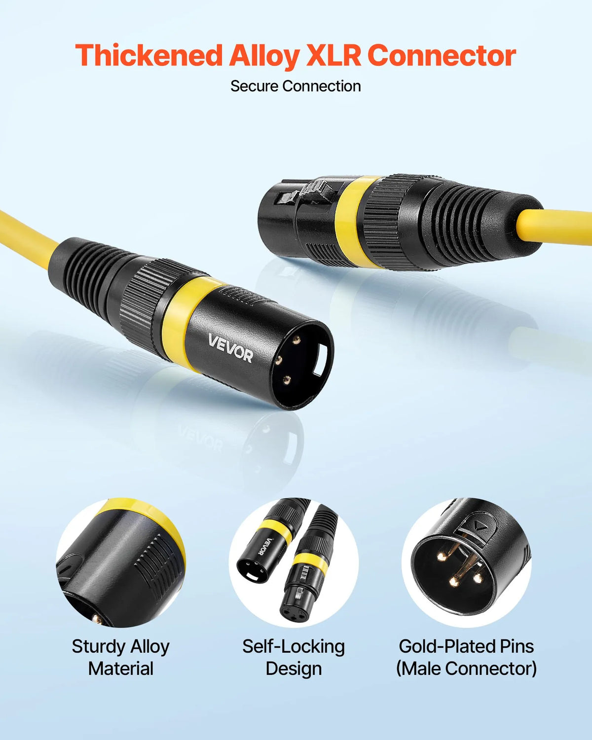 VEVOR XLR Cable 6.1 m, 6 pcs, Shielded Balanced DMX 3-pin with Gold-plated Connectors