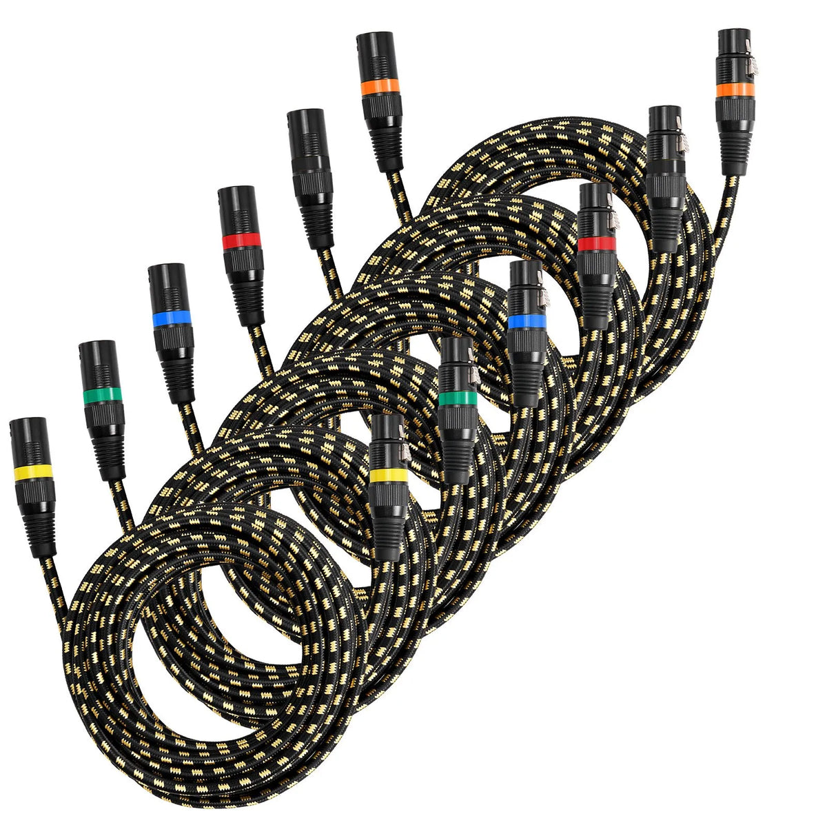 VEVOR XLR Cable 7.62 m, 6 pcs, Shielded Balanced DMX 3-pin with Gold-plated Connectors