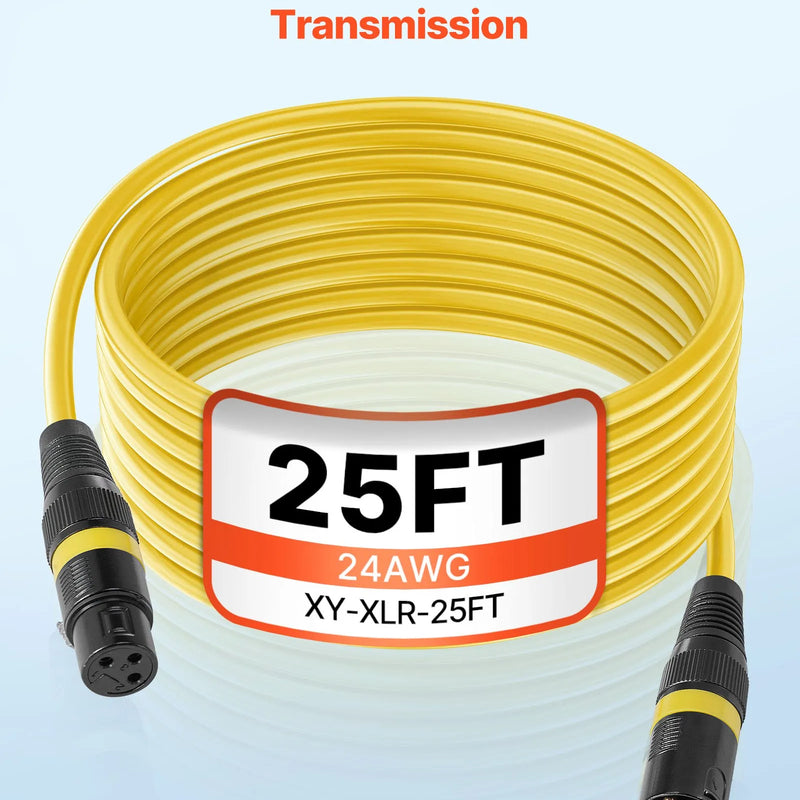 VEVOR XLR kabelis, 7,62 m, 4 gab., ekranēts balansēts DMX savienojums ar 3 kontaktu pozīciju zelta pārklājuma spraudņiem, piemērots mikrofonu, pastiprinātāju, mikseru un skatuves apgaismojuma sistēmām