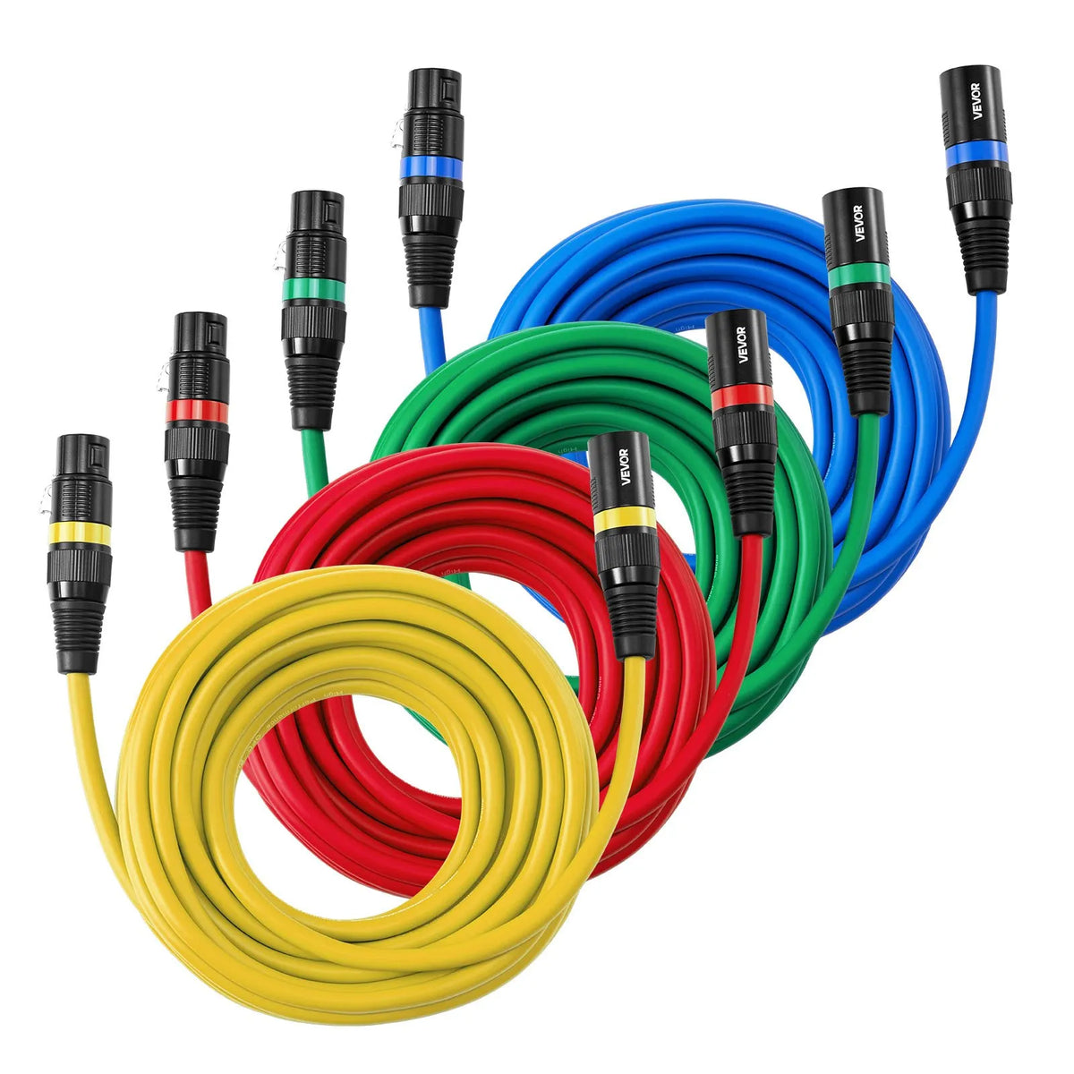 VEVOR XLR Cable 7.62 m, 4 pcs, Shielded Balanced DMX 3-pin with Gold-plated Contacts