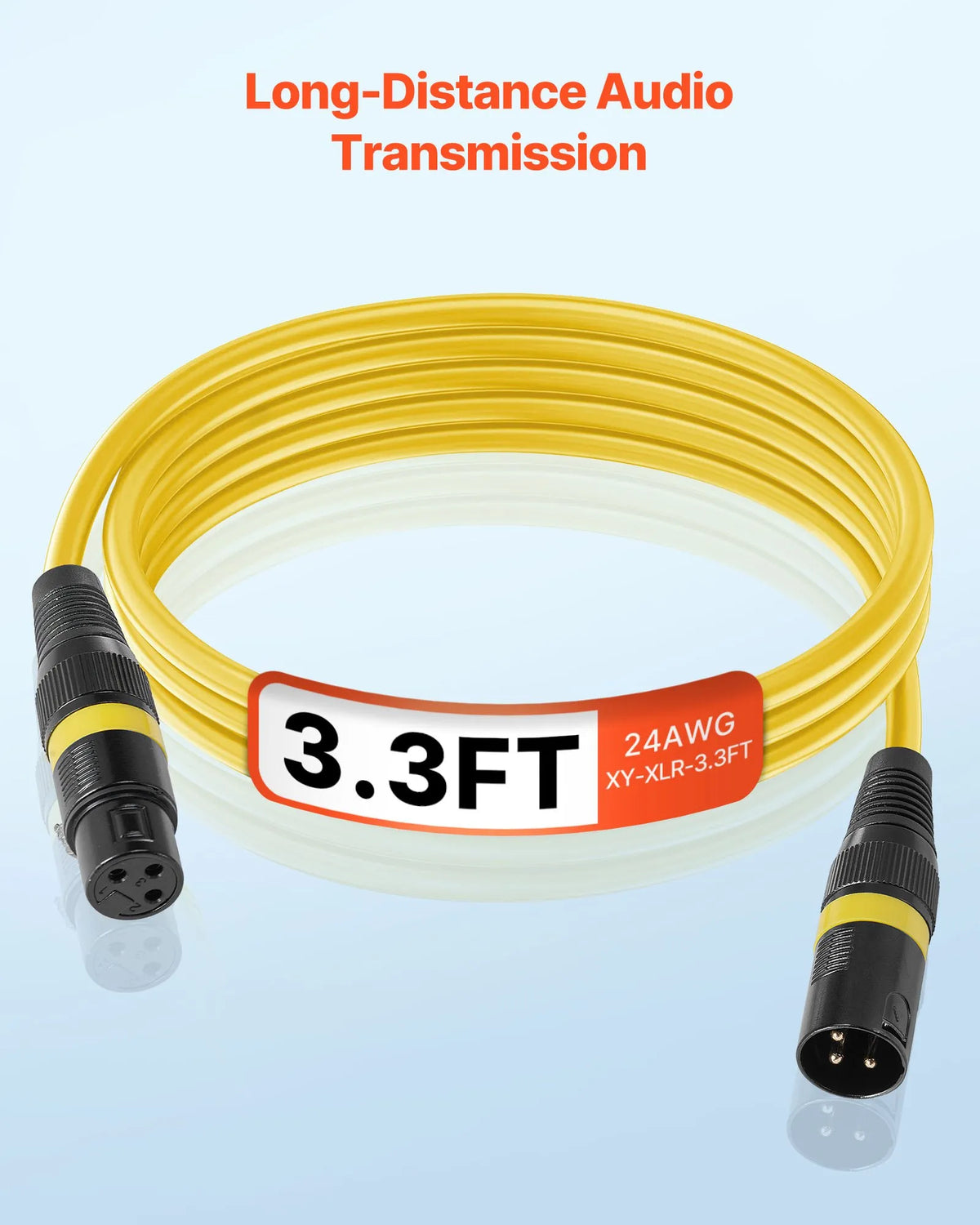 VEVOR XLR Cable 1 m, 10 pcs, Shielded Balanced 3-pin with Gold-plated Contacts