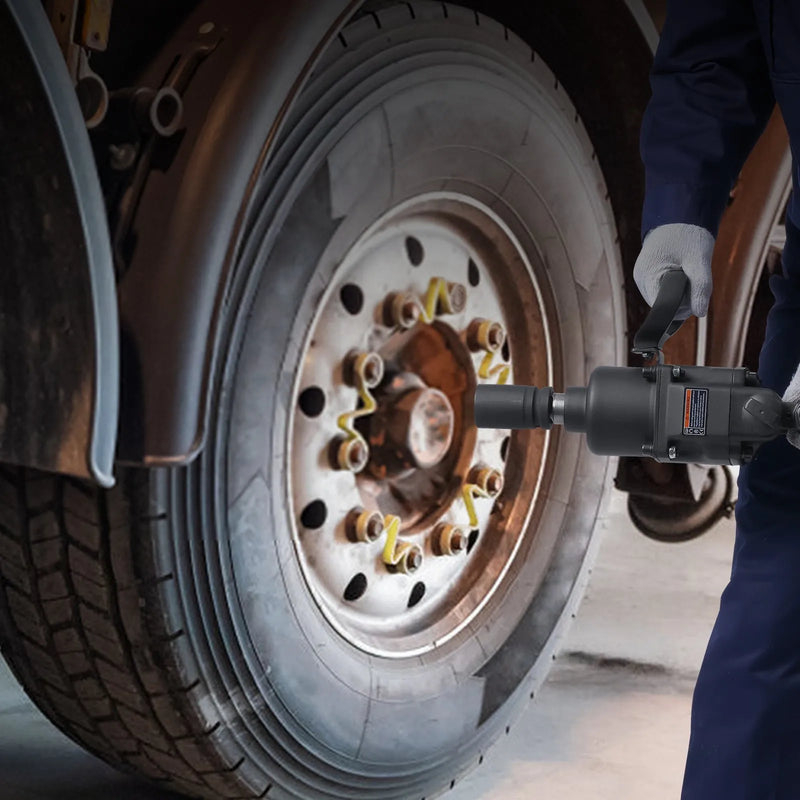 2,5 cm pneimatiskais triecienuzgriežņu atslēga 3698,45 Nm ar 2 rokturiem smagiem remontdarbiem