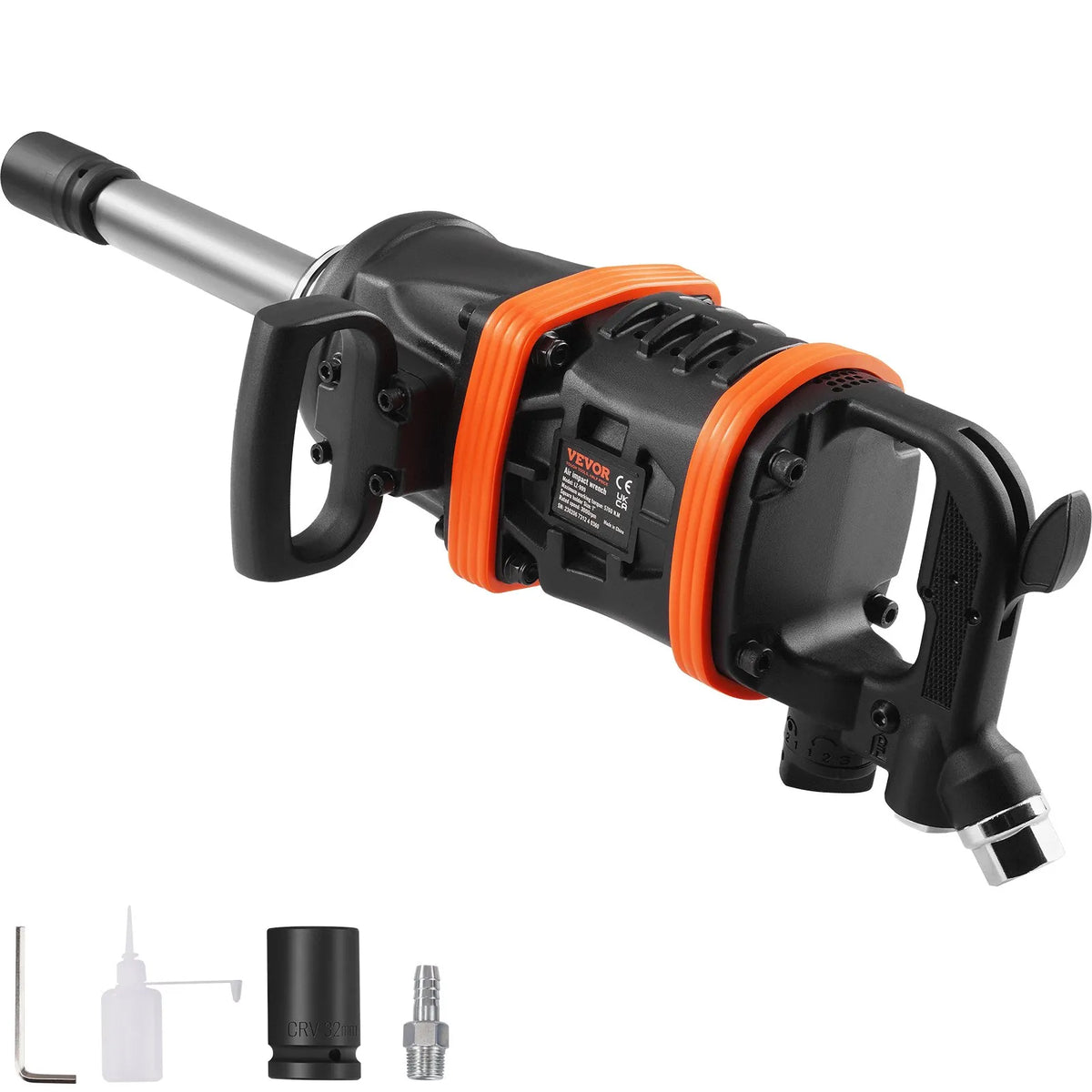 VEVOR Pneumatic Impact Wrench 1" (25 mm), 7016 Nm, with 200 mm Extended Shaft, for Trucks and Buses