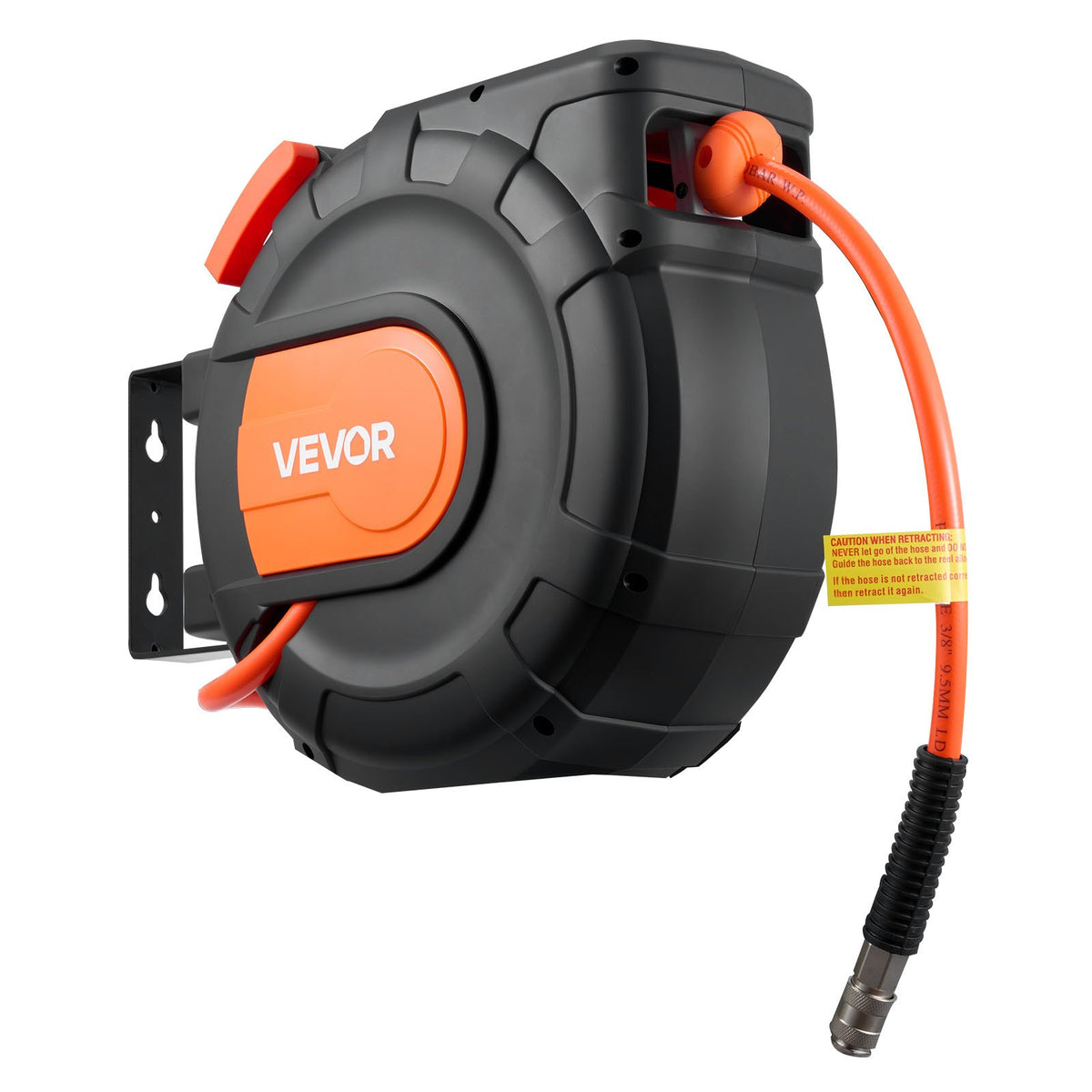 VEVOR Automatic Retractable Air Hose Reel, 15 m × 9.5 mm PVC Air Hose, Max Pressure 20.7 bar, Enclosed Air Compressor Hose Reel with Auto Rewind, 1 m Supply Hose, 180° Swivel Wall/Ceiling Mount for Garages and Workshops