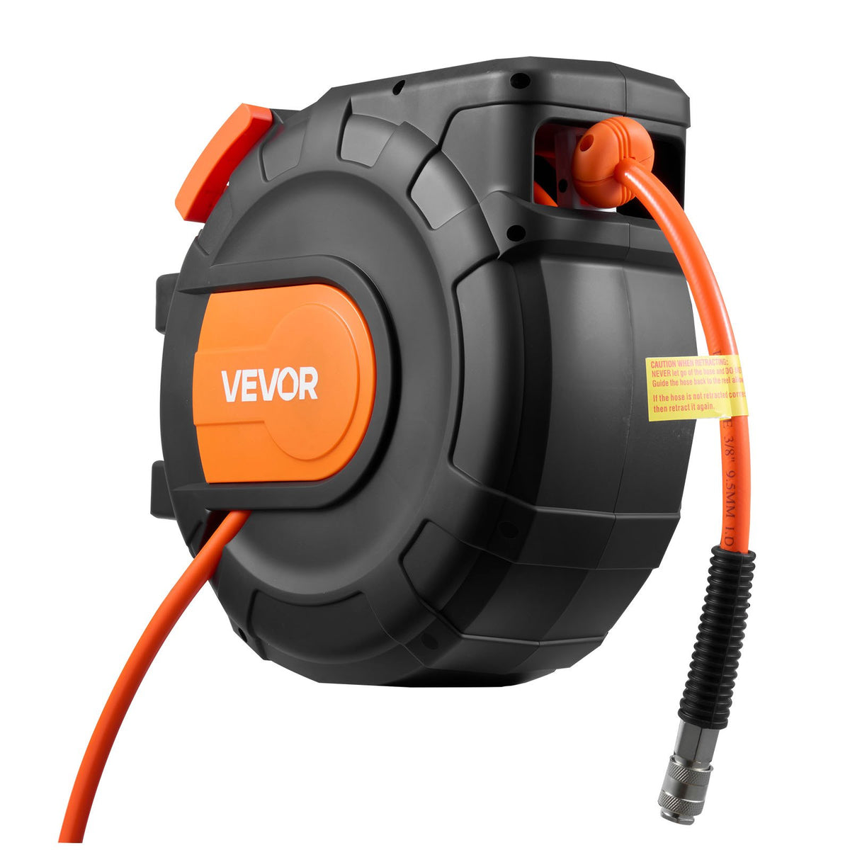 VEVOR Automatic Retractable Air Hose Reel, 15 m × 9.5 mm PVC Air Hose, Max Pressure 20.7 bar, Enclosed Air Compressor Hose Reel with Auto Rewind, 1 m Supply Hose, 180° Swivel Wall/Ceiling Mount for Garages and Workshops
