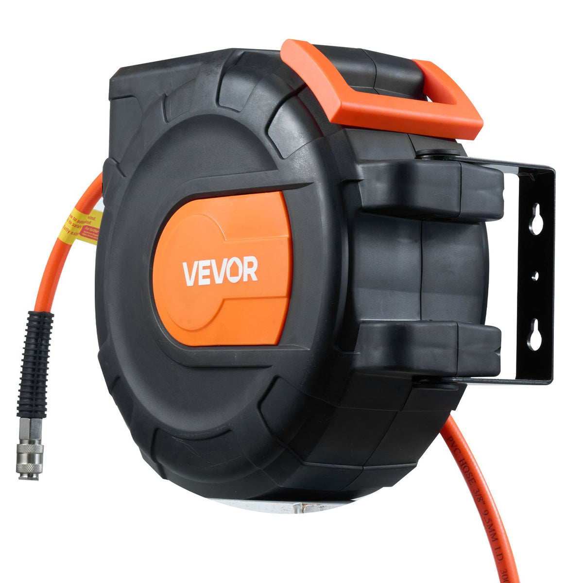 VEVOR Automatic Retractable Air Hose Reel, 15 m × 9.5 mm PVC Air Hose, Max Pressure 20.7 bar, Enclosed Air Compressor Hose Reel with Auto Rewind, 1 m Supply Hose, 180° Swivel Wall/Ceiling Mount for Garages and Workshops