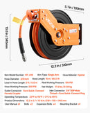 VEVOR Ievelkama gaisa šļūtenes spole 15 m × 9,5 mm, hibrīda gaisa šļūtene, maks. 20,7 bar, automātiska uztīšana, ar 1,52 m padeves šļūteni, 180° grozāms griestu/sienas stiprinājums garāžai un darbnīcai