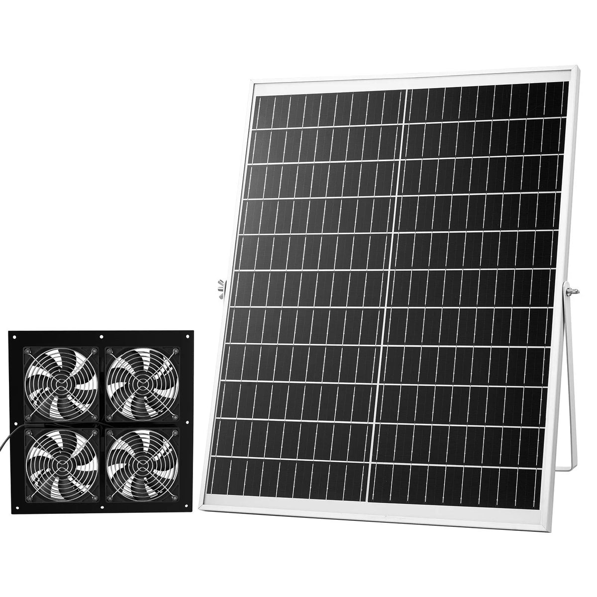 VEVOR saules enerģijas ventilators ar 25 W saules paneli un 4 ventilatoriem, regulējams paneļa leņķis, 2668 apgr./min, elastīga uzstādīšana, ātra gaisa apmaiņa siltumnīcām, audzēšanas teltīm un mājputnu novietnēm - ZEMLETES.LV