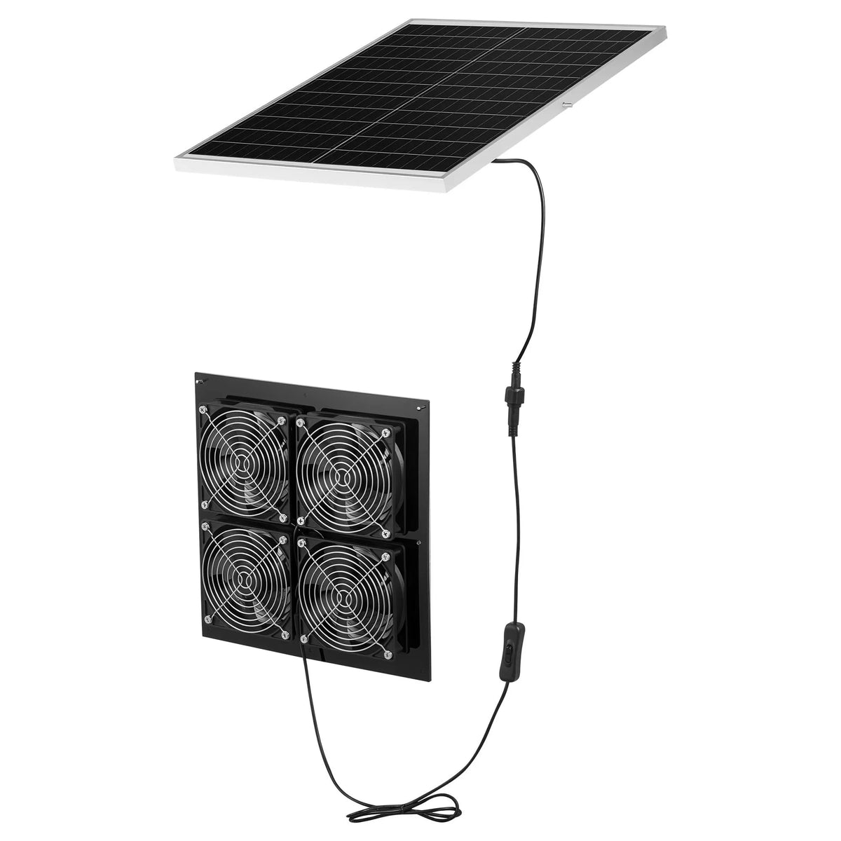 VEVOR saules enerģijas ventilators ar 25 W saules paneli un 4 ventilatoriem, regulējams paneļa leņķis, 2668 apgr./min, elastīga uzstādīšana, ātra gaisa apmaiņa siltumnīcām, audzēšanas teltīm un mājputnu novietnēm - ZEMLETES.LV